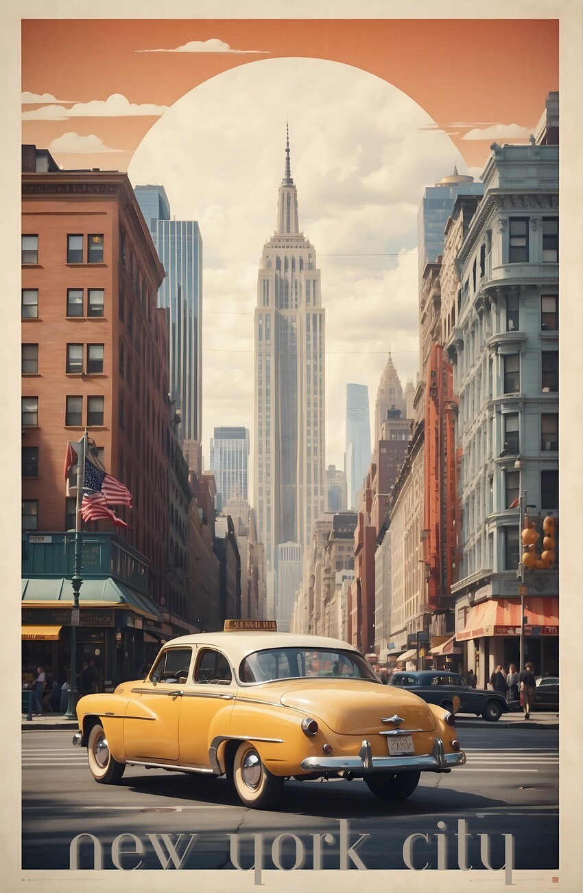 Photo Travel to New York Poster, Vintage