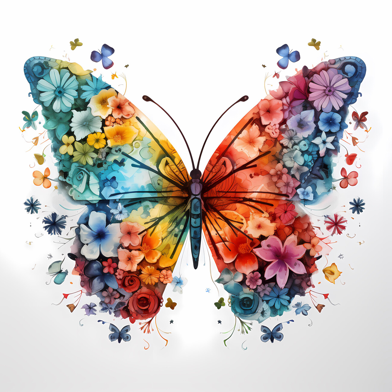 Butterfly Floral Collage Print