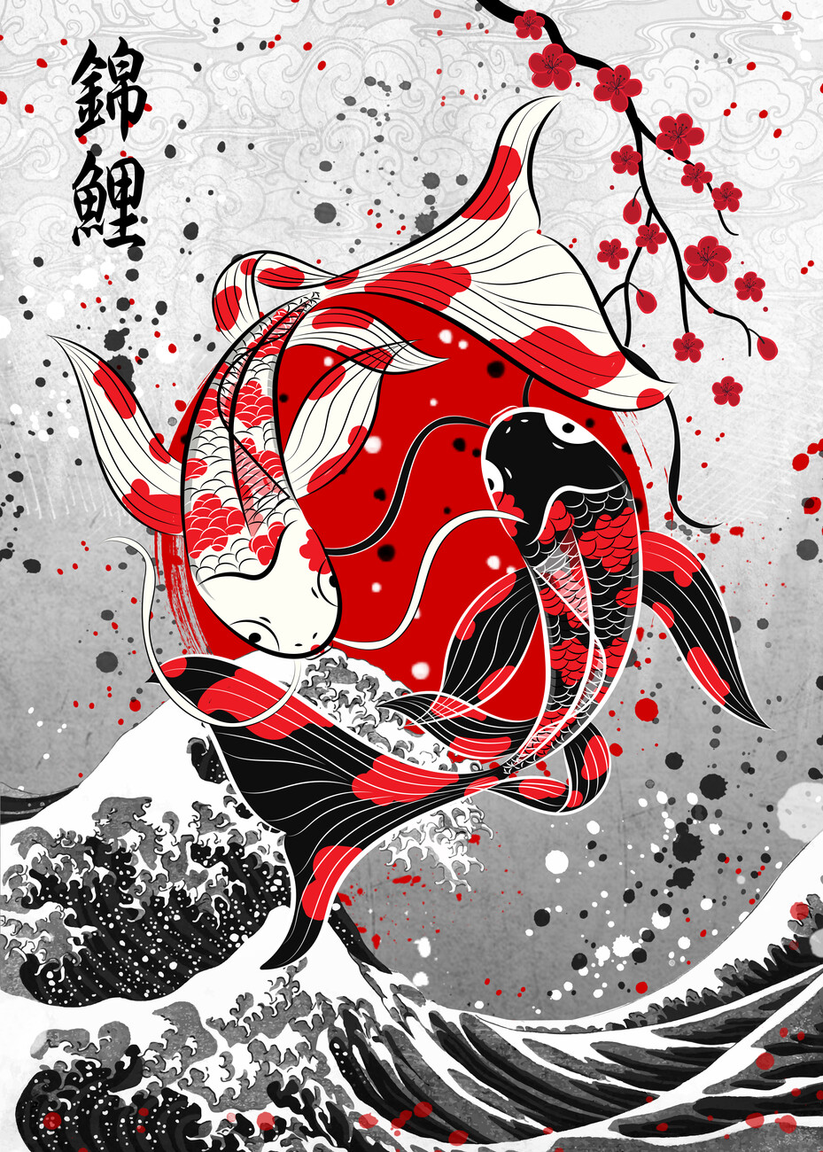 Art Poster Koi Fish - Yin Yang