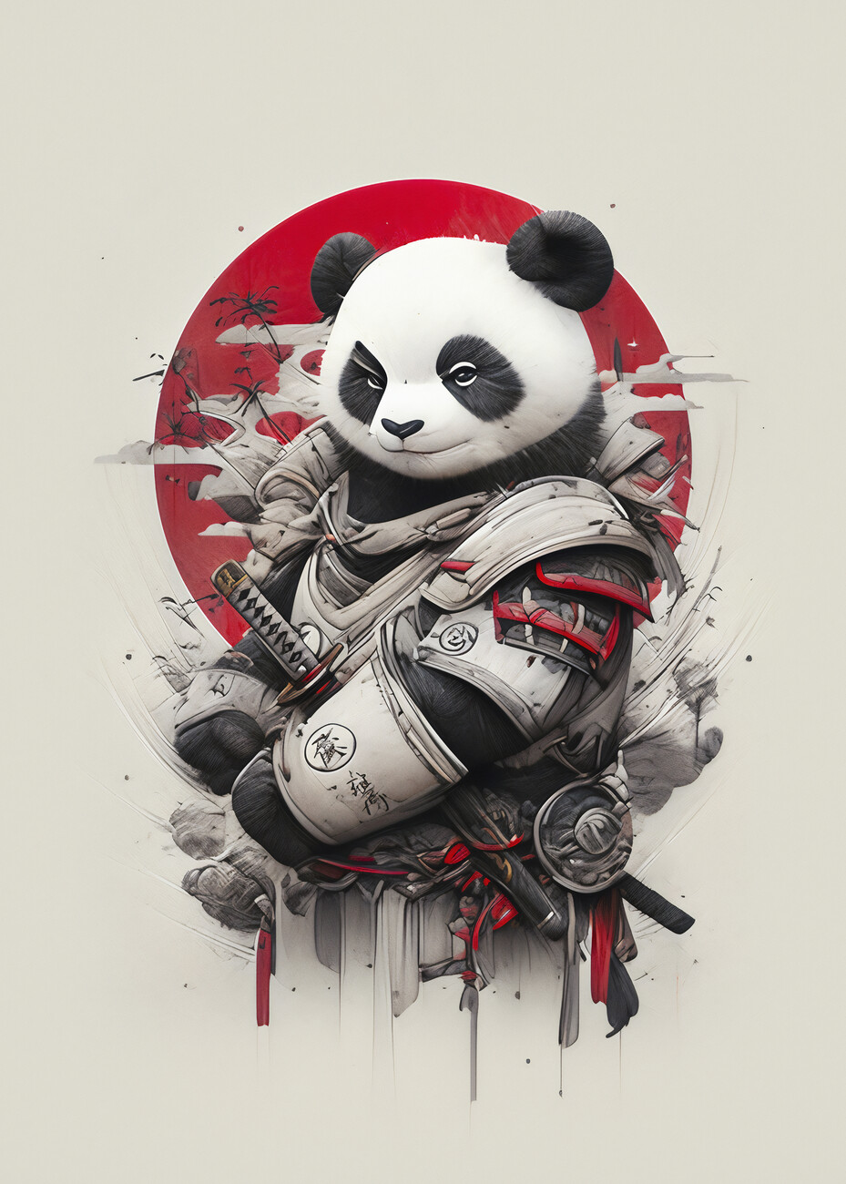 Poster, affiche Panda Samurai, Cadeaux et merch