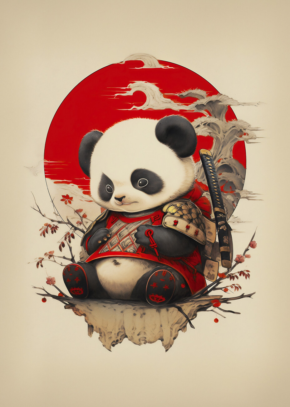 Poster, affiche Red Panda Warrior, Cadeaux et merch