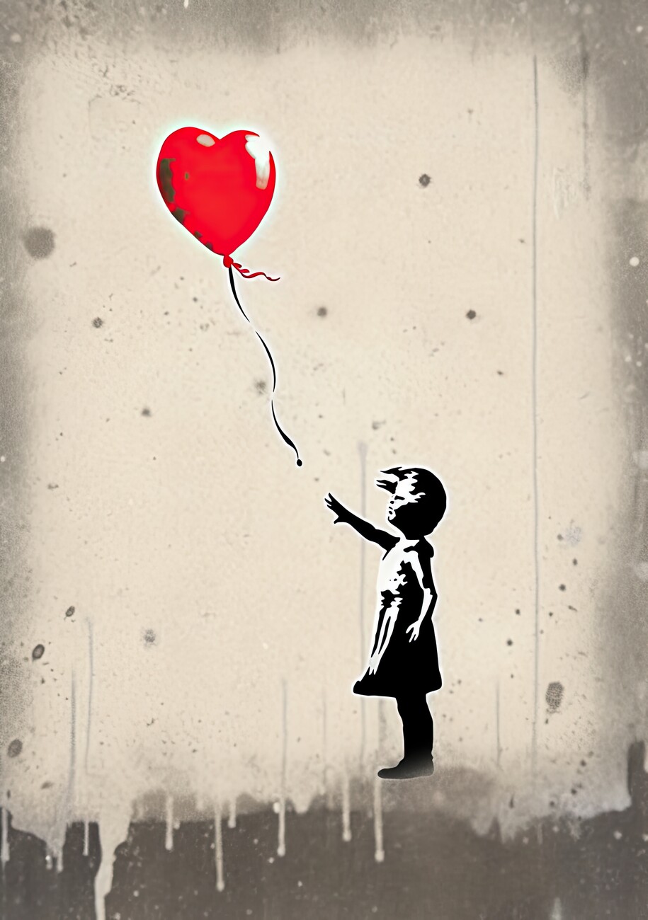 Banksy fille avec ballon mur Art toile affiches et impressions