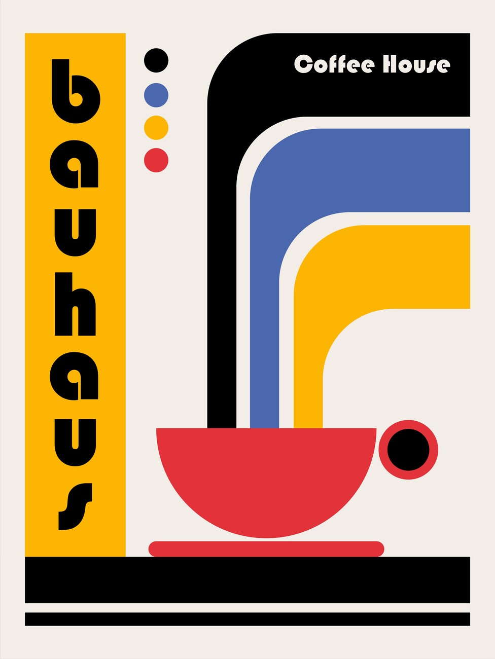 Ilustrace Bauhaus Coffee House, Retrodrome, (30 x 40 cm)