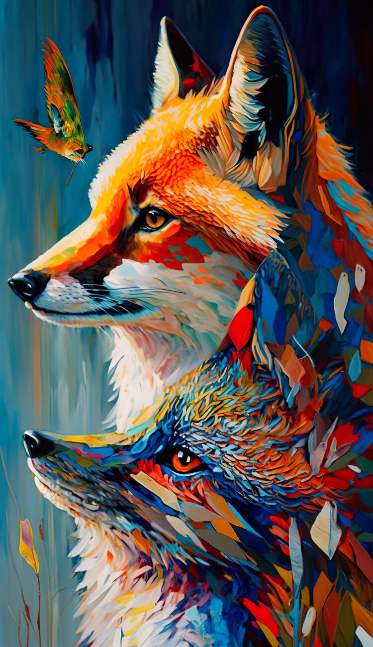 Abstract shop fox painting