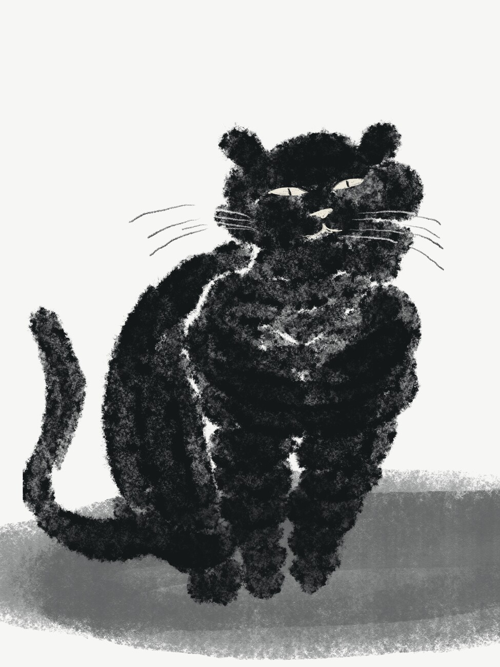Ilustrace Portrait of a black cat, Little Dean, (30 x 40 cm)