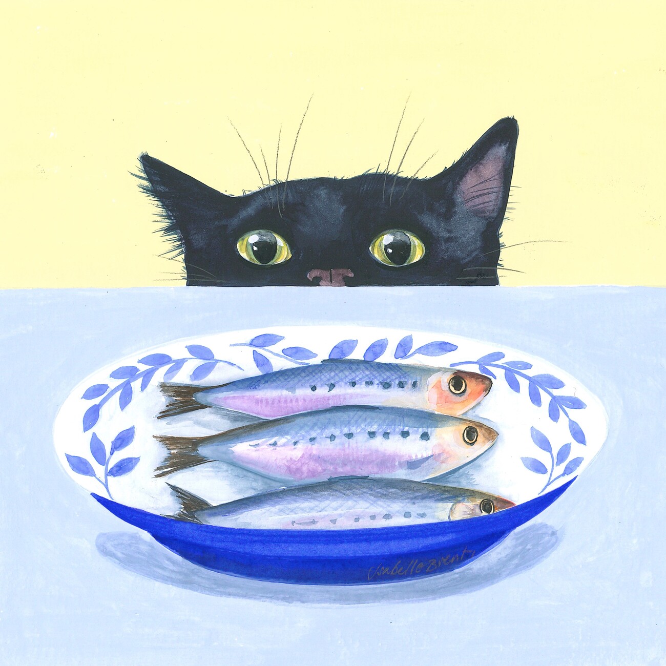 Ilustrace Gourmet Cat, Isabelle Brent, (40 x 40 cm)