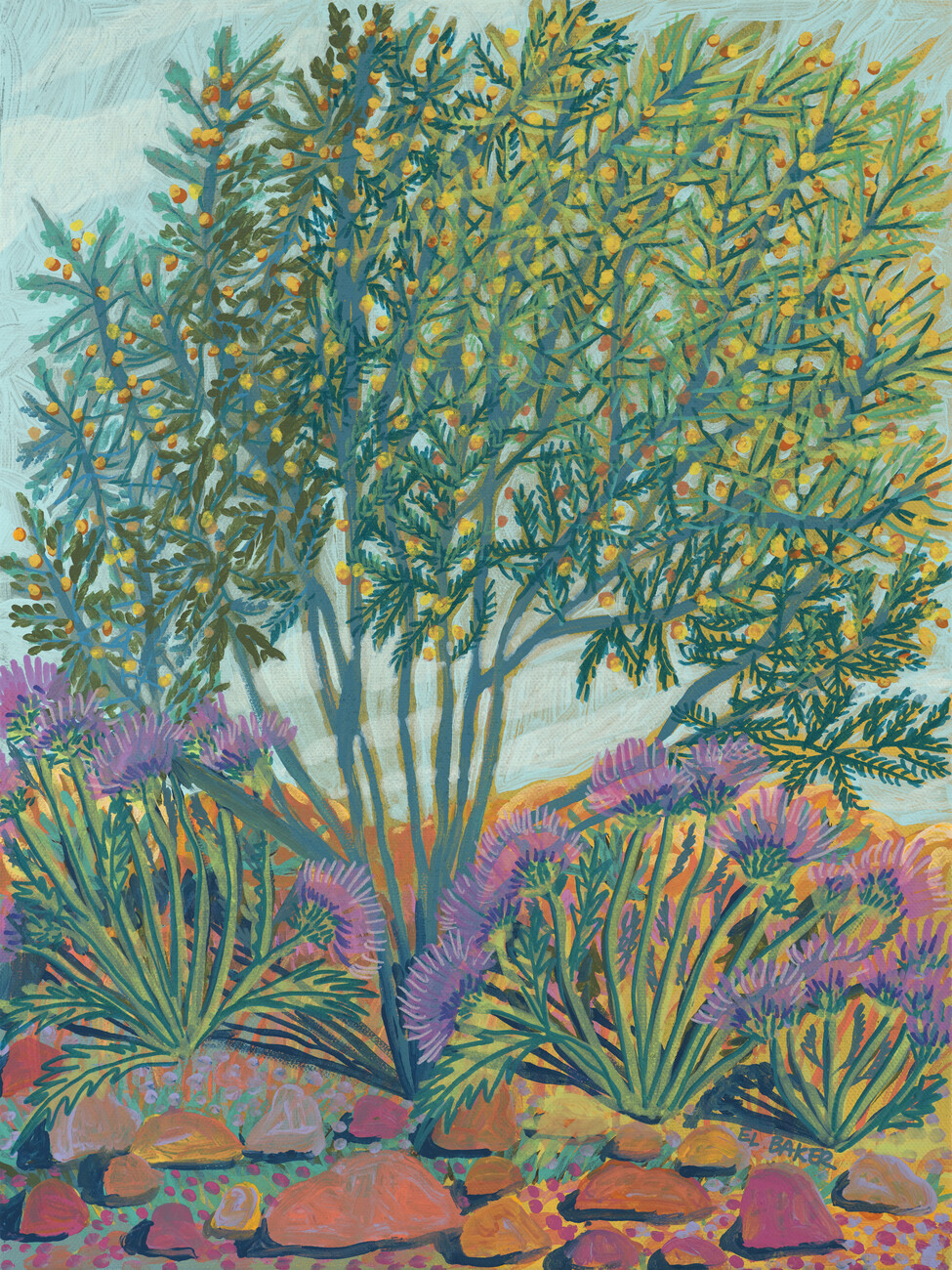 Ilustrace Green bush, Eleanor Baker, (30 x 40 cm)