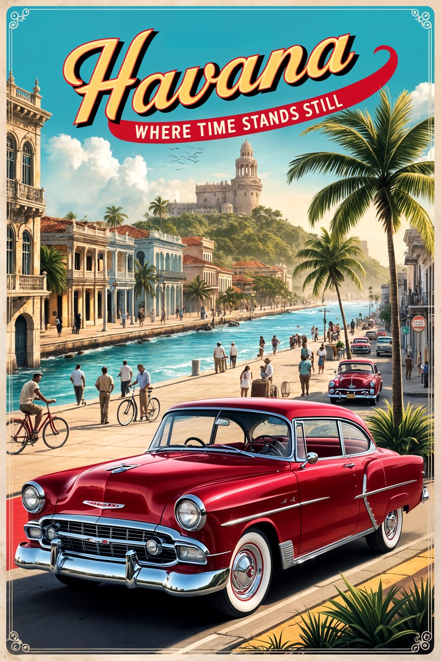 Havana Cuba Vintage Travel Poster Tee Shirt Havana Cuba Vintage Travel Poster Tee Shirt