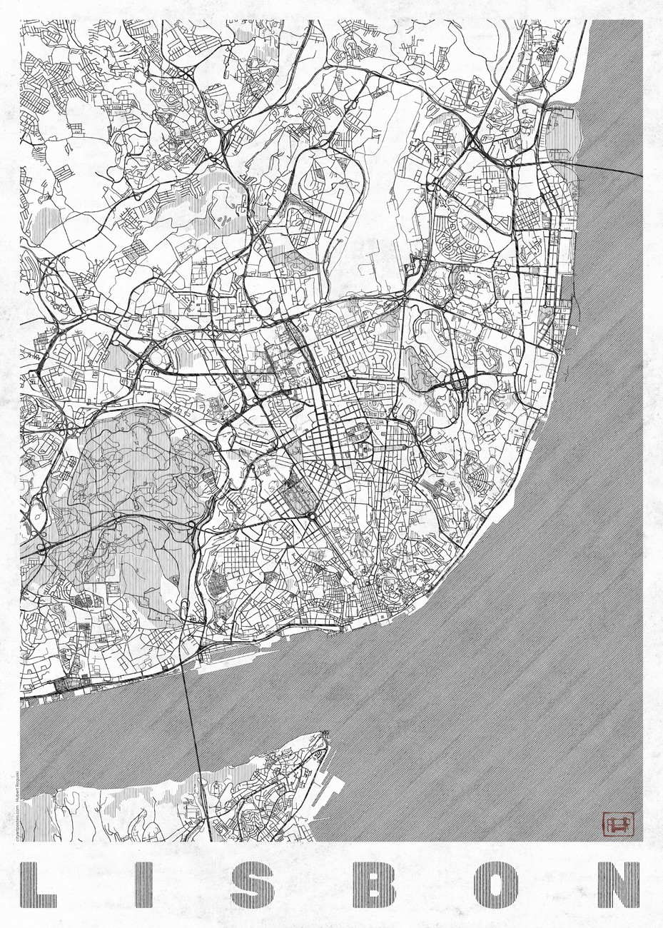 Mapa de Lisbon Portugal City Map  Mapas de cidades e mapas do mundo para  parede