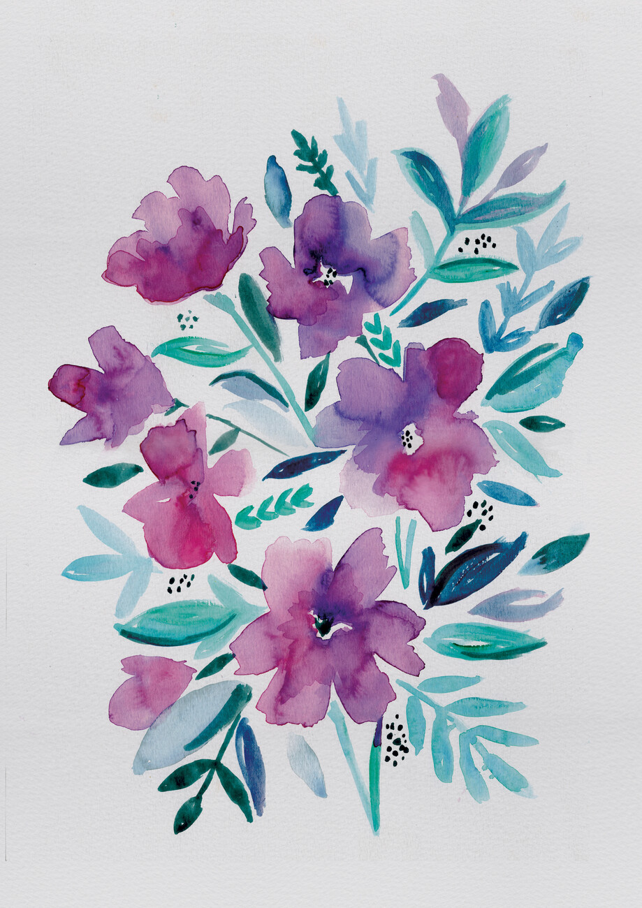 Illustration Loose pink floral watercolour