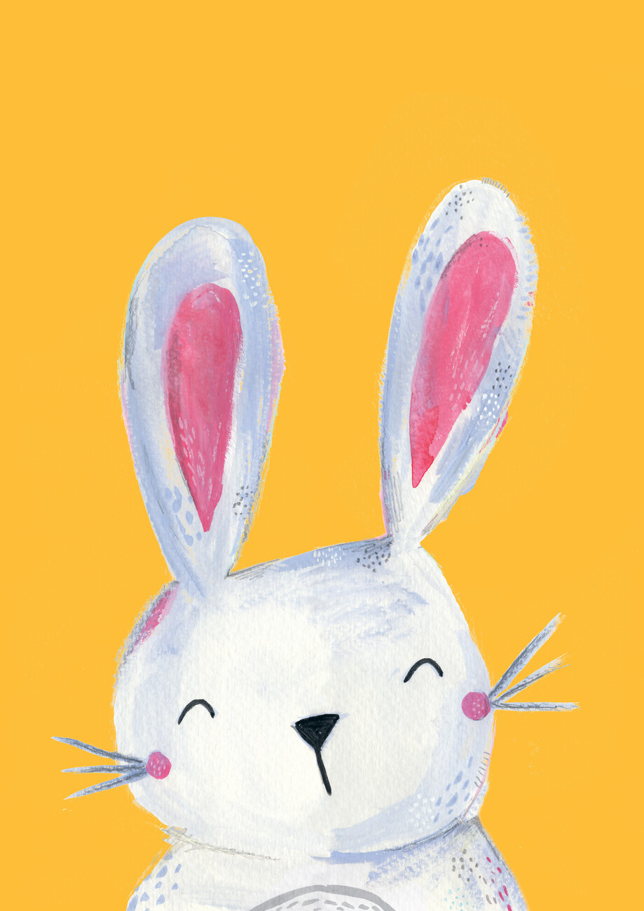 Illustration Woodland bunny on mustard