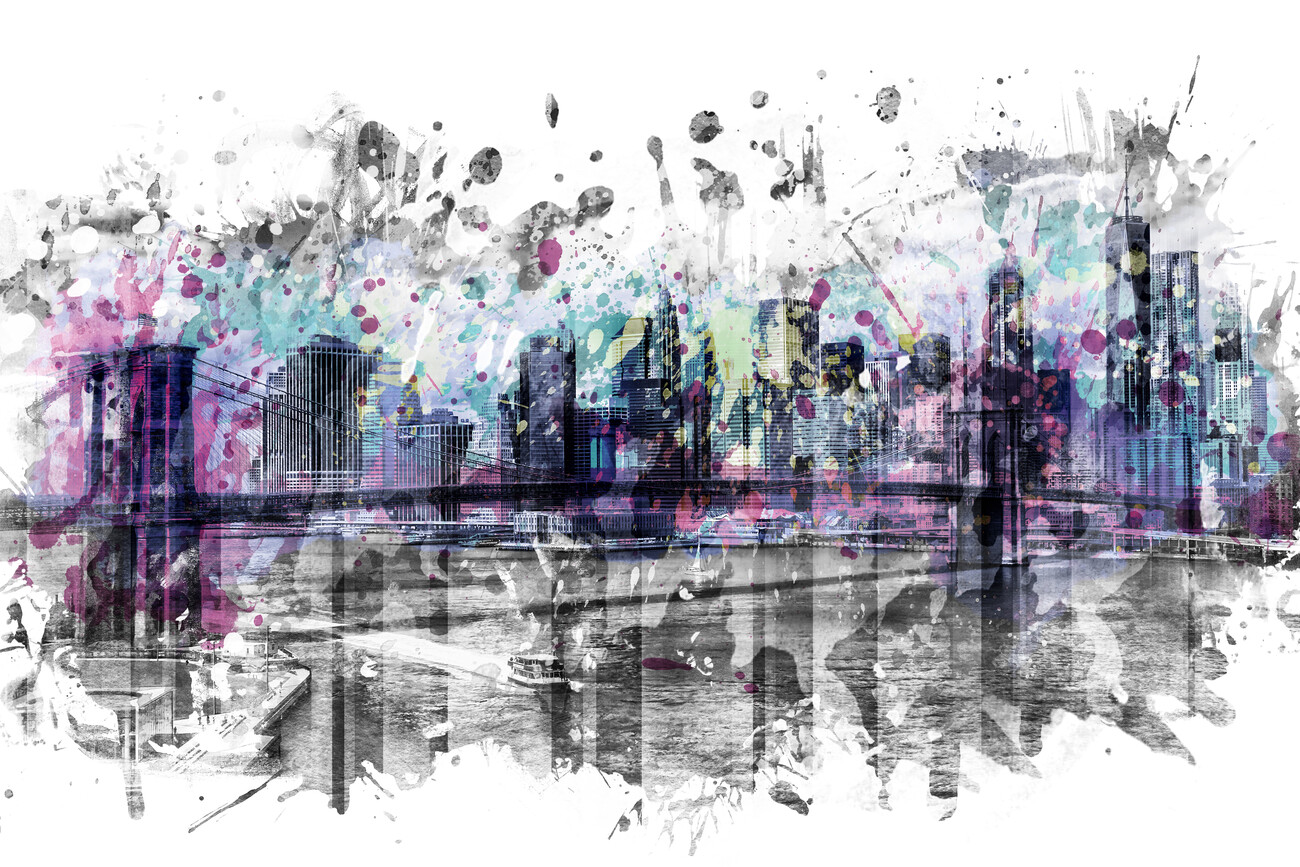 Illustration Modern Art NEW YORK CITY Skyline Splashes