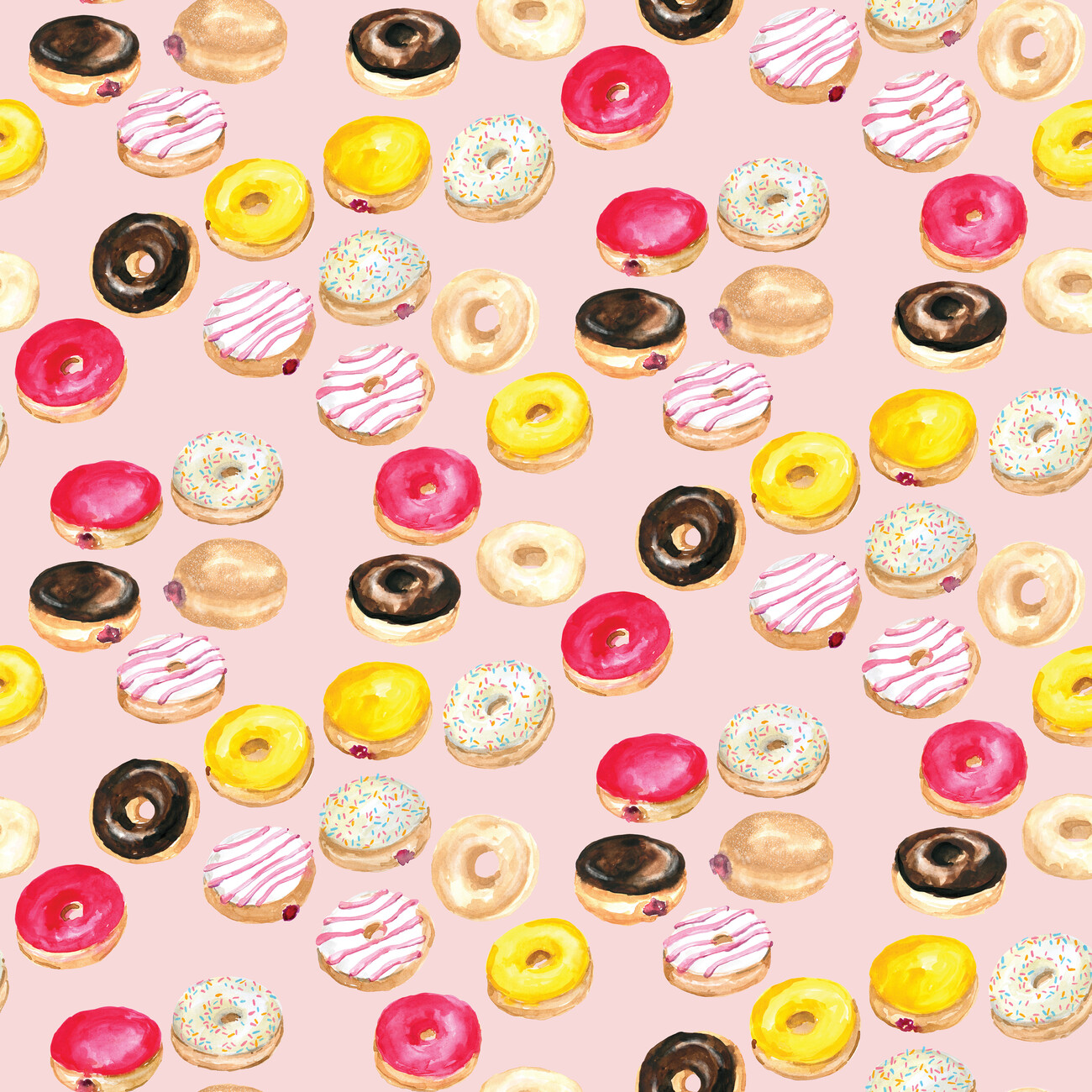 Sticker Watercolor donuts in pink