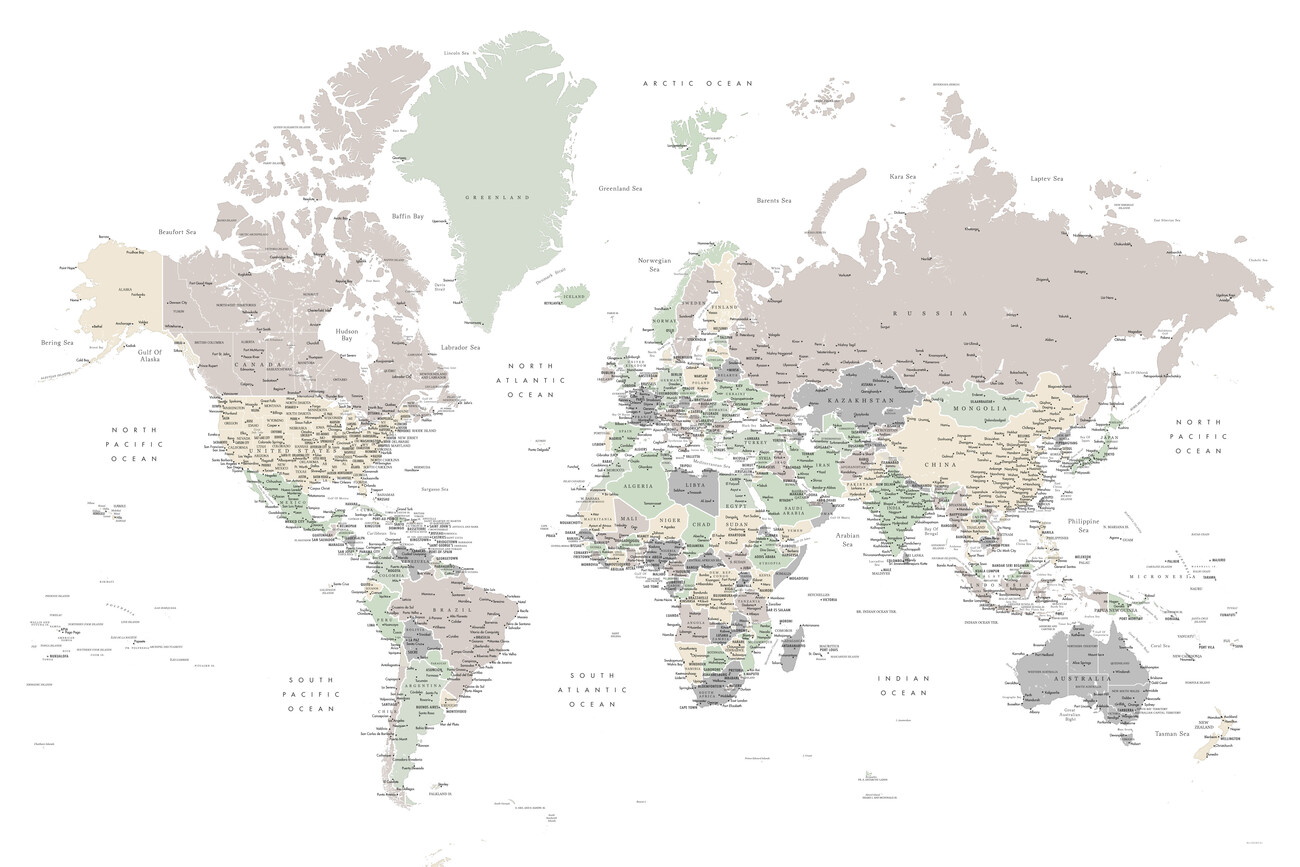 detailed world map with cities