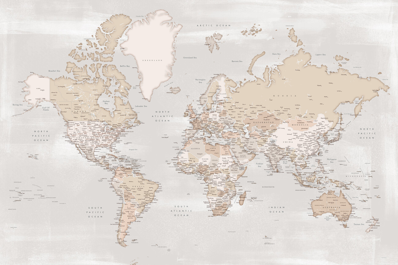 detailed world map with cities