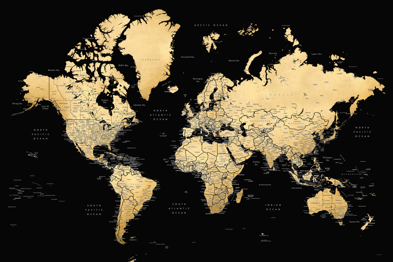 Gold World Map