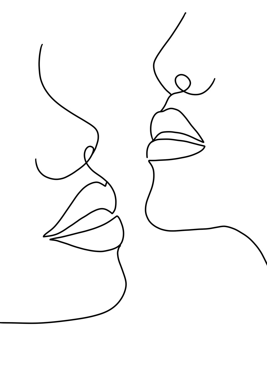 Artystyczne Ilustracja Woman Faces Line 2 Posterspl