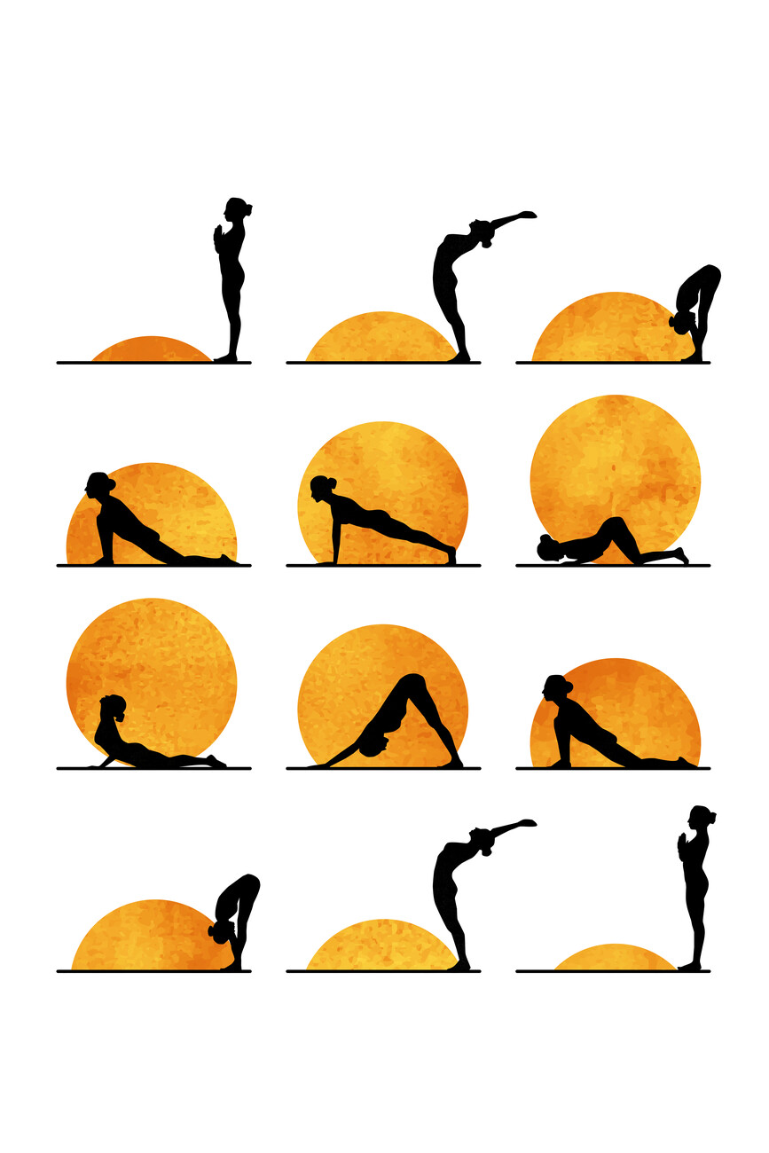 Ilustrace Yoga Sun, Kubistika, (26.7 x 40 cm)