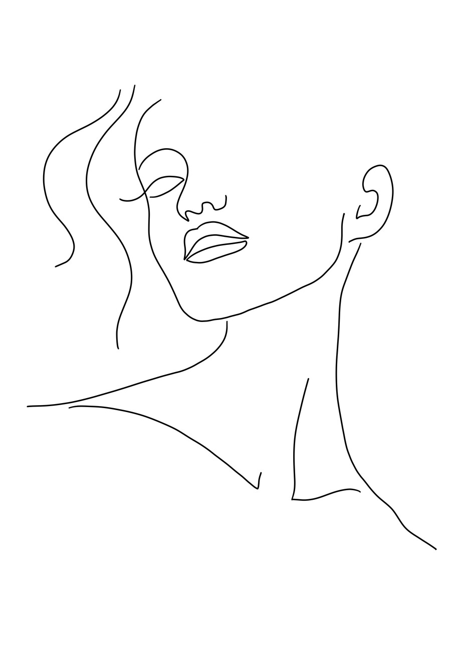 Wall Art Print | Minimal Woman Face Line Art | Europosters