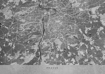 Karta Gray vintage map of Prague