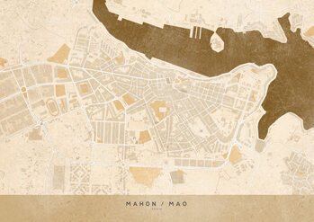 Karta Sepia vintage map of Mahon