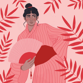 Illustration Lady with a fan