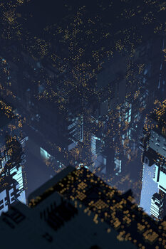 Φωτογραφία Τέχνης A futuristic city with led lights series 2