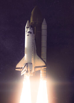 Art Poster Spaceshuttle in the Cosmos in Universe Space