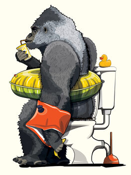 Illustration Gorilla on the Toilet