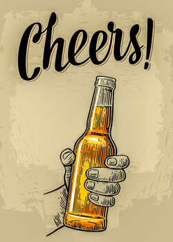 Leinwand Poster Cheers Beer Bottle Bier