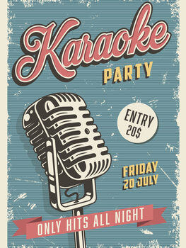 Print op canvas Music Vintage Karaoke Party
