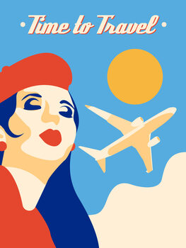 Leinwand Poster Time To Travel Flight Attendant