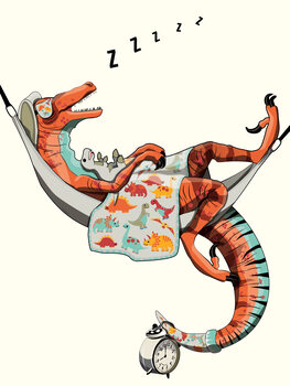 Illustrazione Dinosaur Velociraptor Sleeping