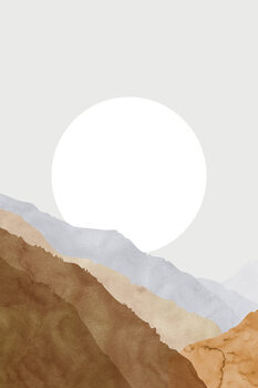 Illustration Boho moon and mountains