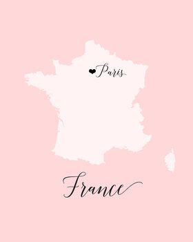 Map France silhouette map in pink