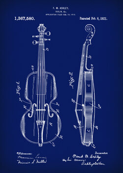 Ilustrácia Violin Patent, was invented on 1921.