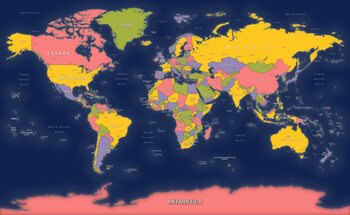 Murais de parede Colorful Political World Map