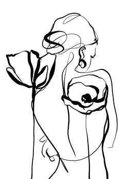 Ilustrácia Woman silhouette with poppies