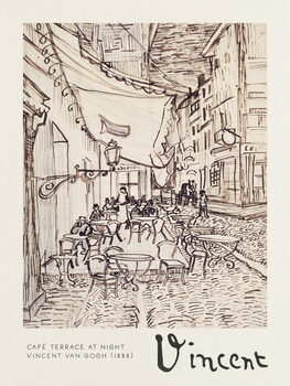 Ilustrácia Café Terrace at Night Sketch - Vincent van Gogh