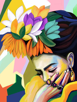 Illustration Mexican woman with flowers in her hair II