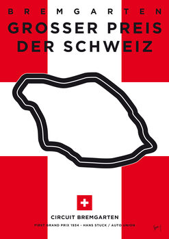 Ilustrace My 1934 F1 Bremgarten Race Track Minimal Poster