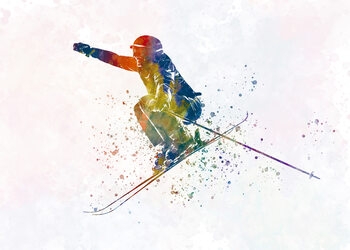 Canvas Print watercolor skier