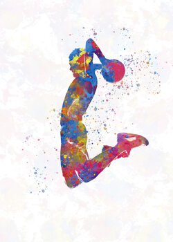 Umetniški tisk Basketball player in watercolor