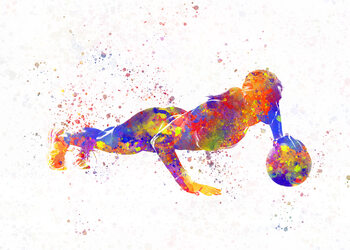 Ilustrace female fitness-bodybuilding in watercolor