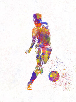 Druk artystyczny soccer player in watercolor