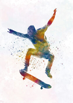 Print op canvas watercolor skater