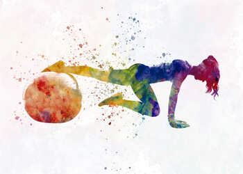 Ilustração Fitness gymnastics in watercolor
