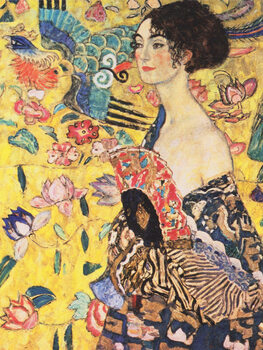 Artă imprimată The lady with the fan (Vintage Portrait) - Gustav Klimt