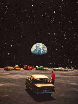 Leinwand Poster Missing Home - Cosmic Retro Collage Art