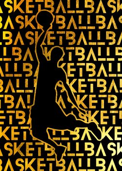 Canvas Print Basketball Gold Silhouette